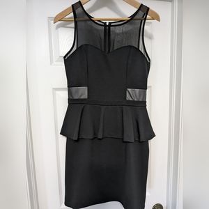 KENSIE, Black Dress, faux leather belt, flare waist, strapless look, back zipper